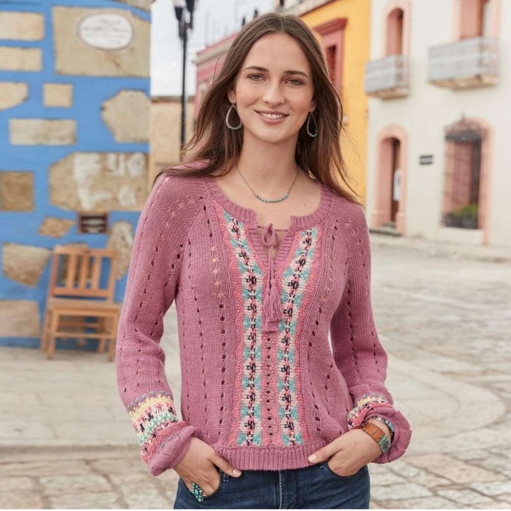 SUNDANCE EMILIE KNIT SWEATER TOP, SIZE M